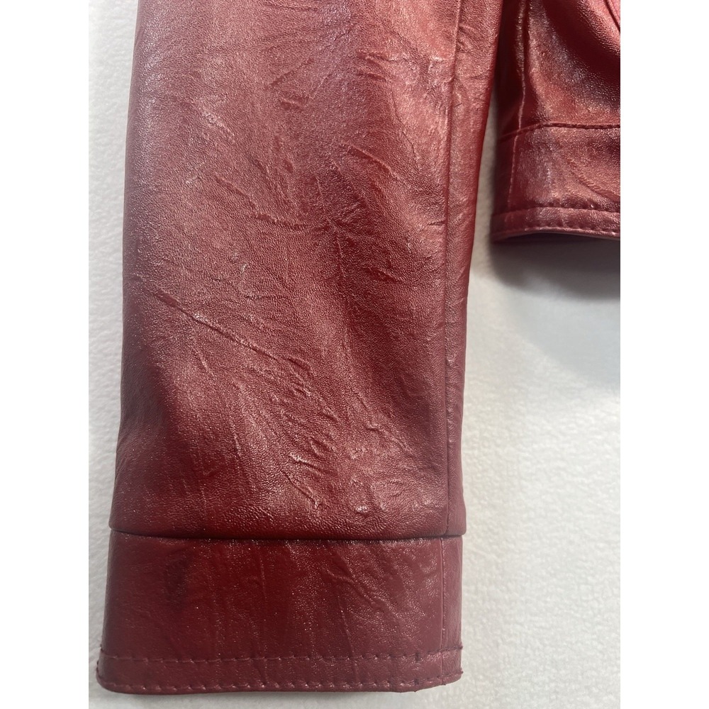Downtown Coalition Apparell Faux Learher Moto Jacket Womens Small  Cropped Zip - Picture 5 of 10